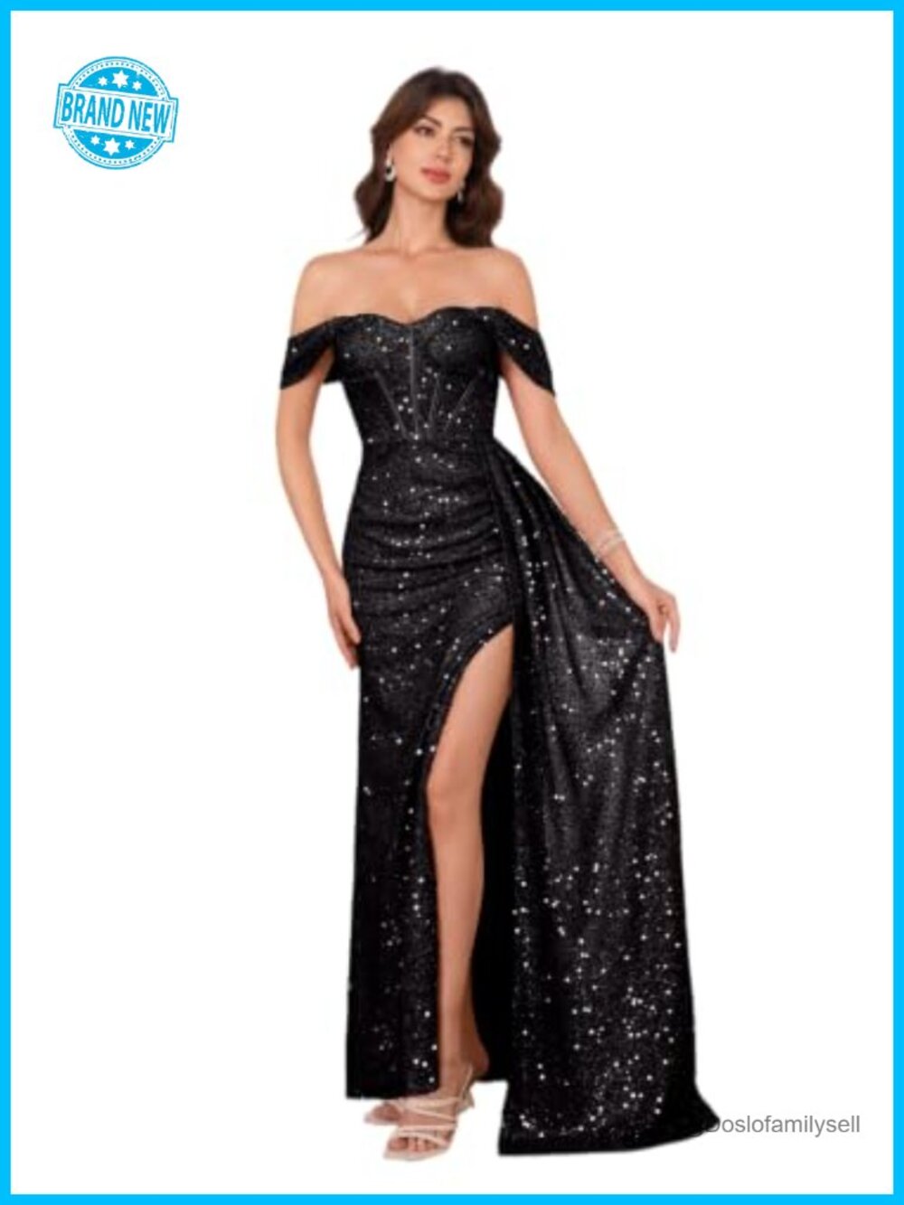 Sequin Mermaid Prom Dress Strapless Formal Evening Gown